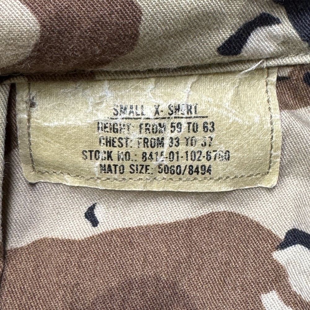 Vintage Military Desert Chocolate Chip Camo Shirt Men S X-Short Combat 4 Pockets - Picture 6 of 8